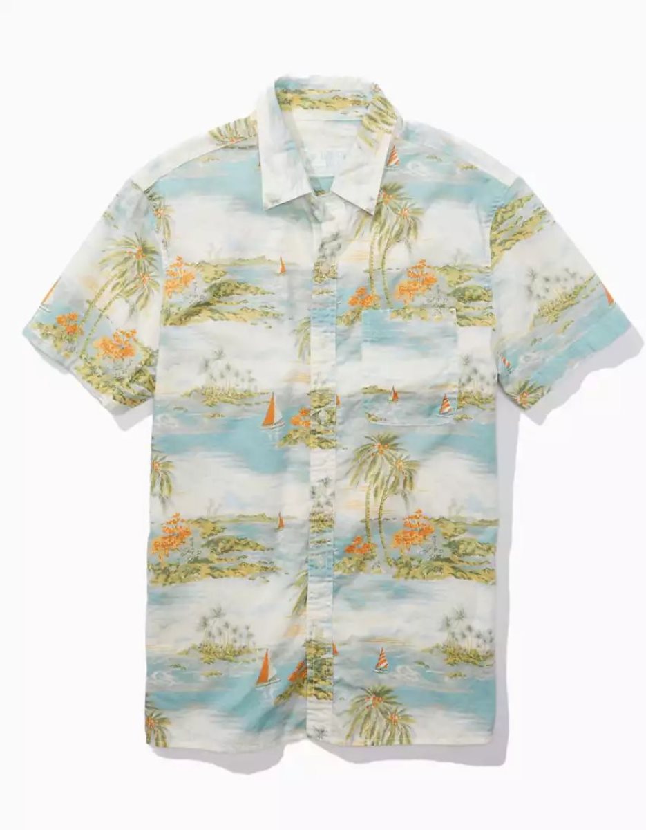 Hauts Flanelle American Eagle AE Tropical Button-Up Resort Shirt Multicolore Homme | QQI-57257147